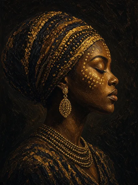 African woman with gold ornaments
