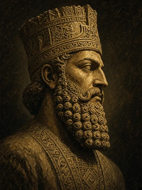 Ancient Persian king in profile